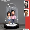 Kişiye Özel Evli, Sevgili, Çift , Gelin Damat Tasarımlı Işıklı Karikatür Fanus Biblo Fn27