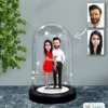Kişiye Özel Evli, Sevgili, Çift Tasarımlı Işıklı Karikatür Fanus Biblo Fn65