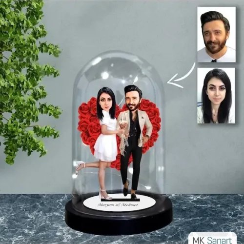 Kişiye Özel Evli, Sevgili, Çift Tasarımlı Işıklı Karikatür F…