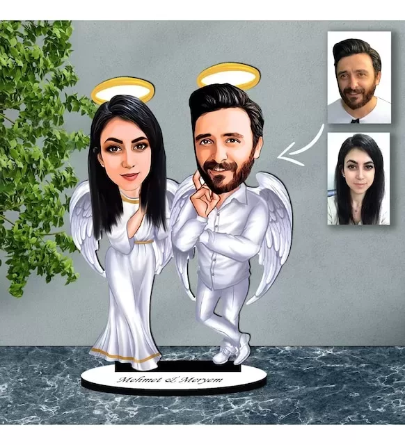 Kişiye Özel Evli, Sevgili, Melek Çift Tasarımlı Biblo B30