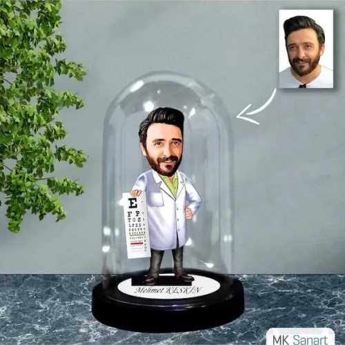 Kişiye Özel Göz Doktoru Tasarımlı Işıklı Karikatür Fanus Bib…