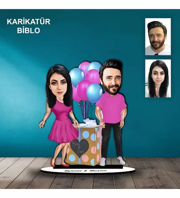 Kişiye Özel Hediye Tasarımlı Sevgili Karikatür Biblo B103