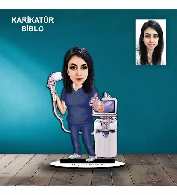 Kişiye Özel Kadın Doktor Tasarımlı Karikatür Biblo B85