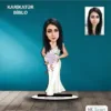 Kişiye Özel Kadın Gelin Tasarımlı Karikatür Biblo B83