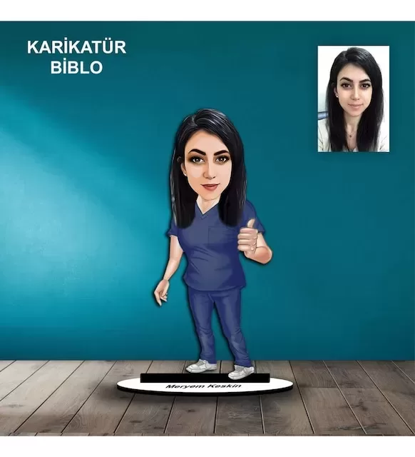 Kişiye Özel Kadın Hemşire Tasarımlı Karikatür Biblo B89