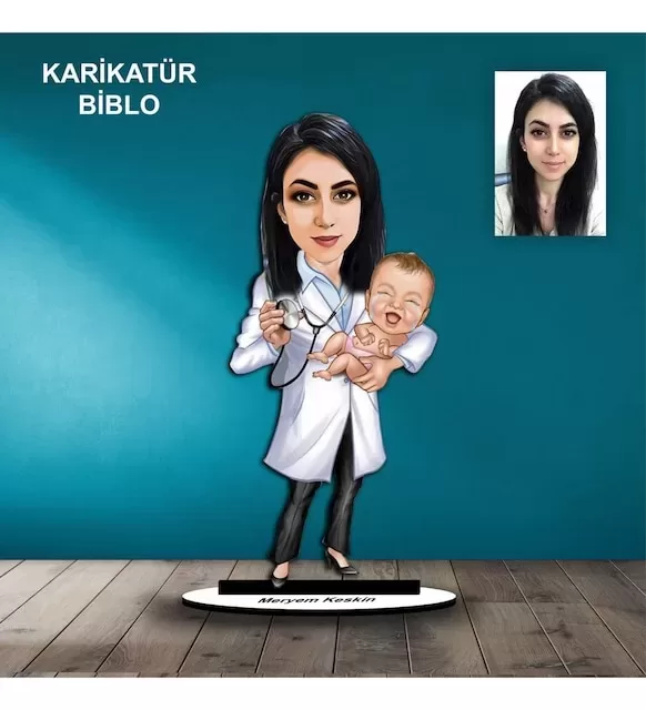 Kişiye Özel Kadın Hemşire Tasarımlı Karikatür Biblo B96
