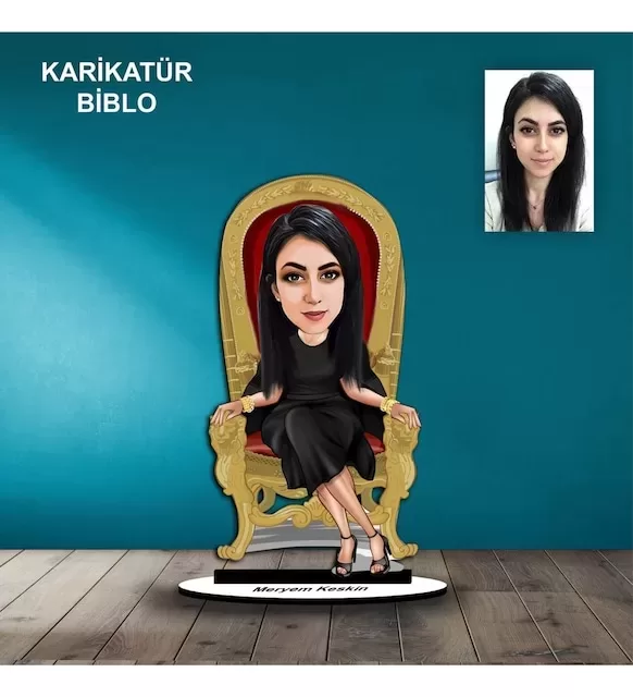 Kişiye Özel Kadın Kraliçe Tasarımlı Karikatür Biblo B77