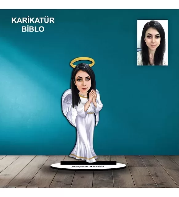 Kişiye Özel Kadın Melek Tasarımlı Karikatür Biblo B74