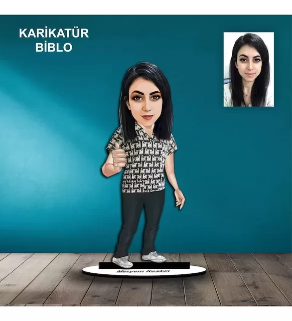 Kişiye Özel Kadın Veteriner Tasarımlı Karikatür Biblo B99