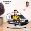 Kişiye Özel Karikatür Ambulans, Att Tasarımlı Erkek Biblo Xkb5