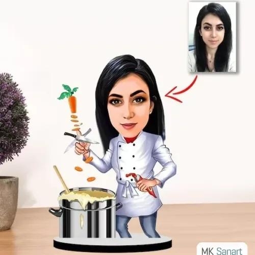 Kişiye Özel Karikatür Aşçı Kadın Biblo