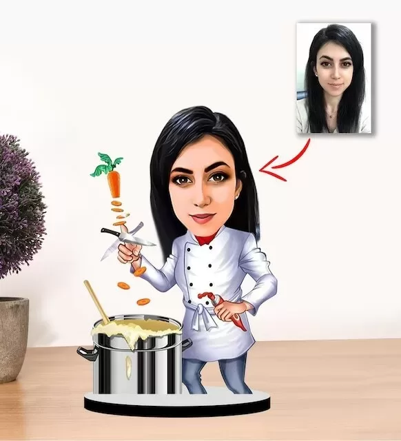 Kişiye Özel Karikatür Aşçı Kadın Biblo