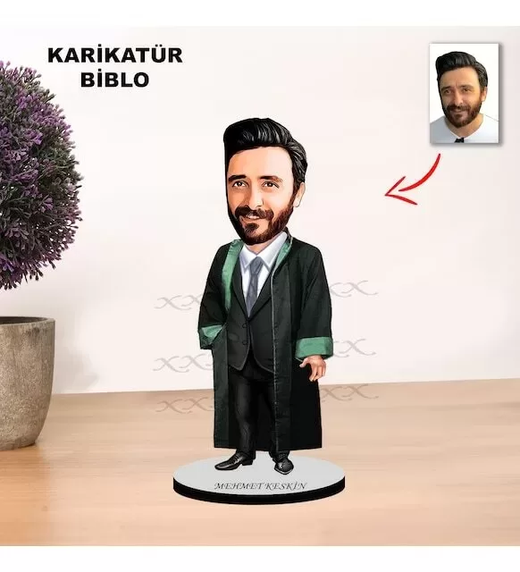 Kişiye Özel Karikatür Avukat Tasarımlı Erkek Biblo Xkb1