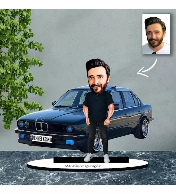 Kişiye Özel Karikatür Bmw Arabalı Karikatür Biblo B25
