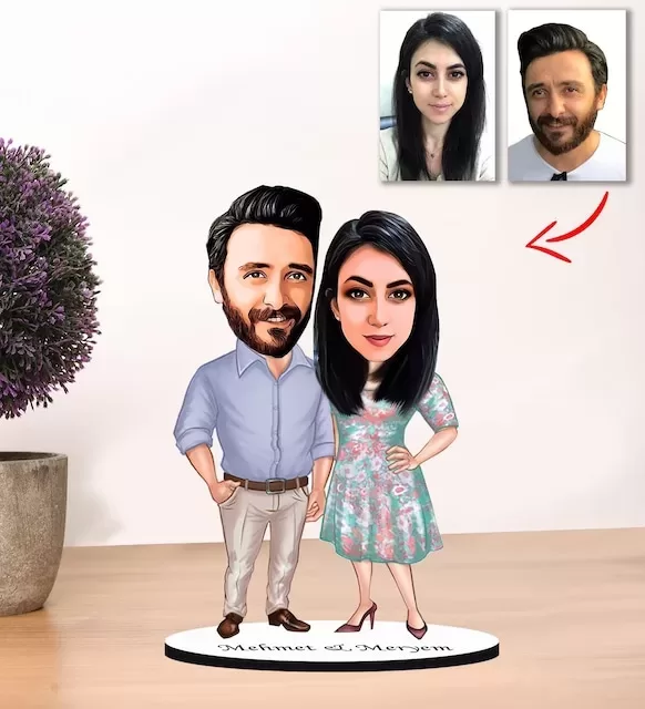 Kişiye Özel Karikatür Çift, Sevgili Biblo