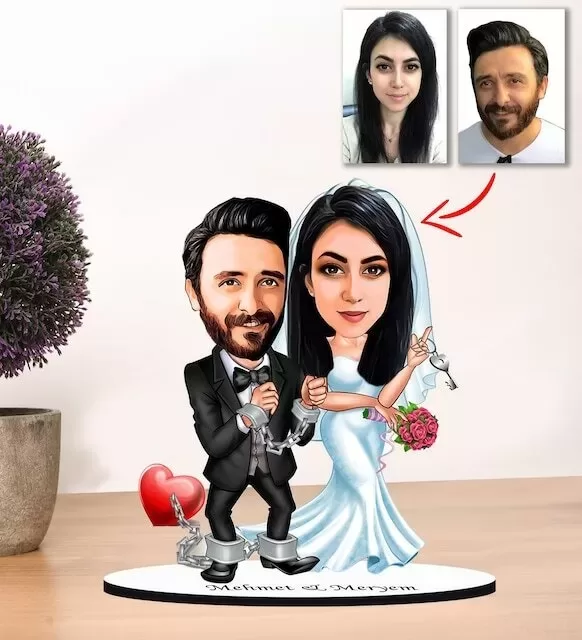 Kişiye Özel Karikatür Çift, Sevgili Biblo