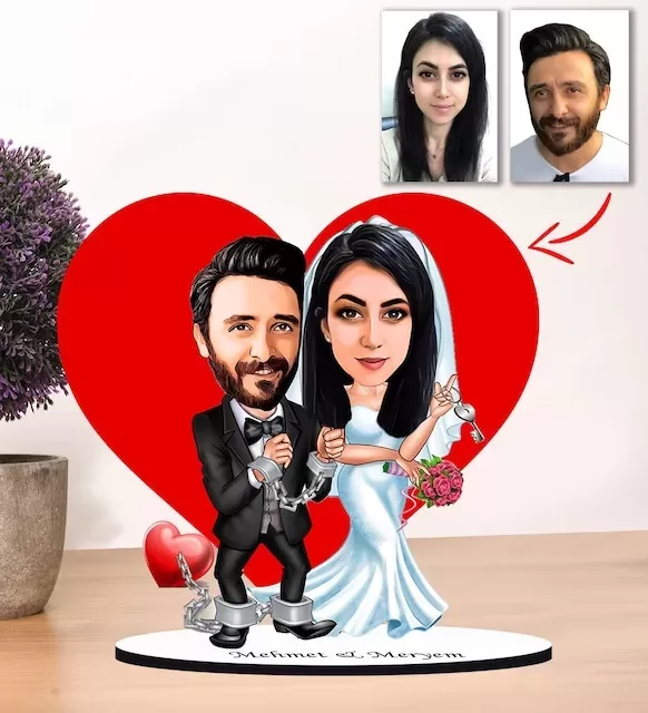 Kişiye Özel Karikatür Çift, Sevgili Biblo