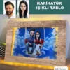 Kişiye Özel Karikatür Çift, Sevgili, Evli Işıklı Tablo