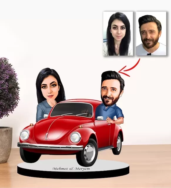Kişiye Özel Karikatür Çift, Sevgili Biblo