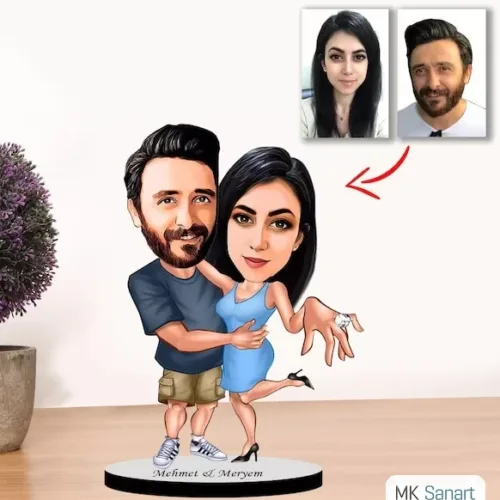 Kişiye Özel Karikatür Çift, Sevgili Biblo