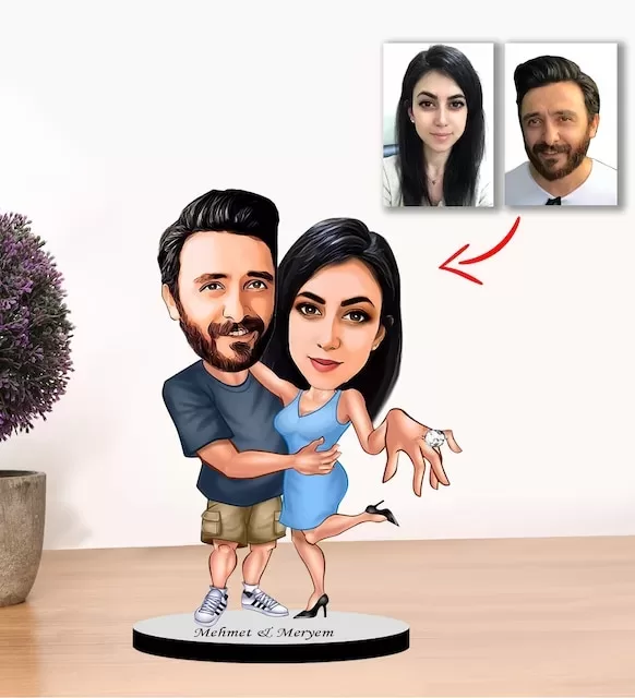 Kişiye Özel Karikatür Çift, Sevgili Biblo