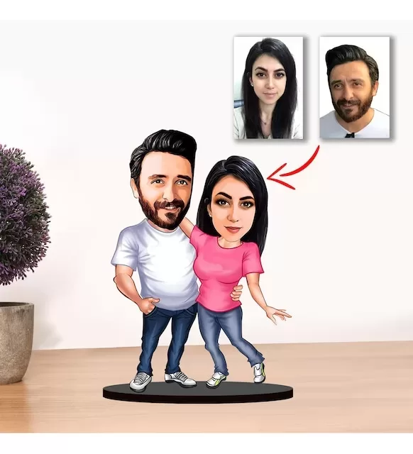 Kişiye Özel Karikatür Çift, Sevgili Biblo