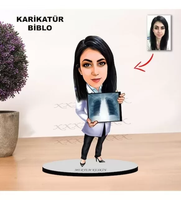 Kişiye Özel Karikatür Doktor, Röntgen Tasarımlı Kadın Biblo Xkbk2
