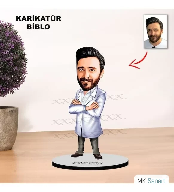 Kişiye Özel Karikatür Doktor Tasarımlı Erkek Biblo Xkb10
