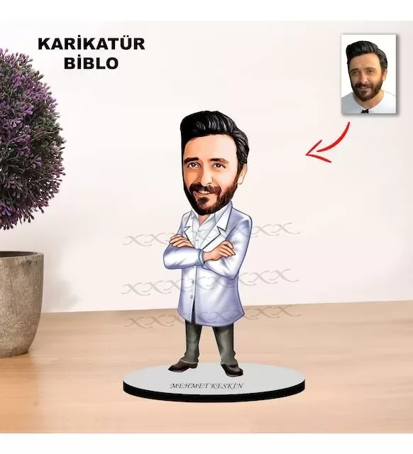 Kişiye Özel Karikatür Doktor Tasarımlı Erkek Biblo Xkb10