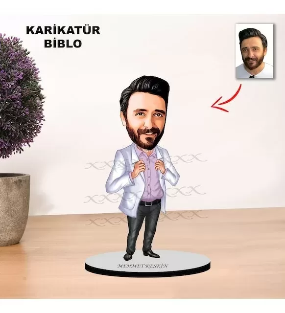 Kişiye Özel Karikatür Doktor Tasarımlı Erkek Biblo Xkb12