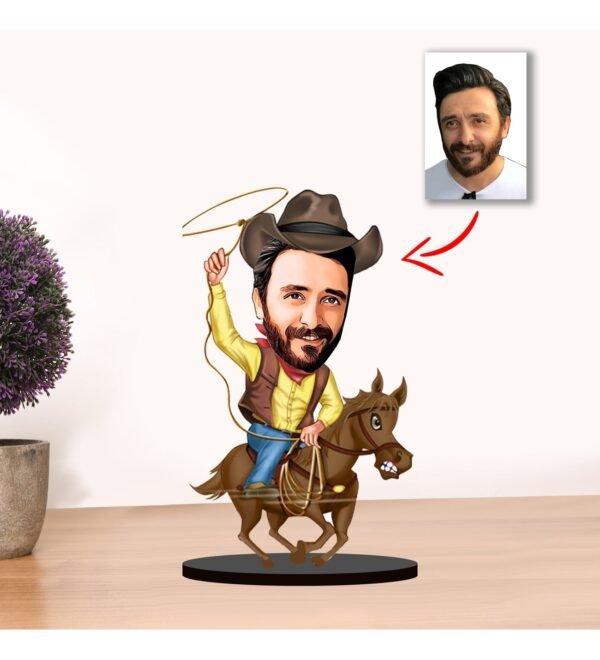 Kişiye Özel Karikatür Erkek At Binen Biblo Model2