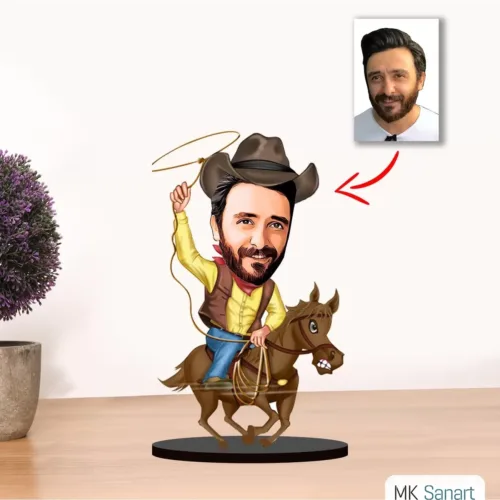 Kişiye Özel Karikatür Erkek At Binen Biblo Model2