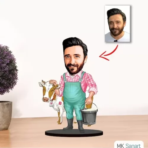 Kişiye Özel Karikatür Erkek Çiftçi Biblo