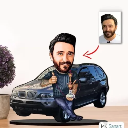 Kişiye Özel Karikatür Erkek Nargile Biblo