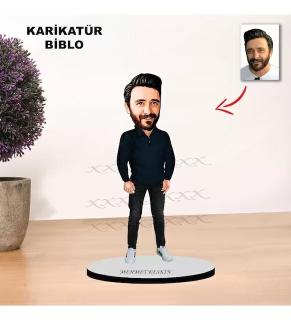 Kişiye Özel Karikatür Erkek Tasarımlı Biblo Xkb9