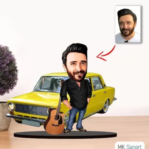 Kişiye Özel Karikatür Erkek Fiat Serçe Araç İle Biblo Model1