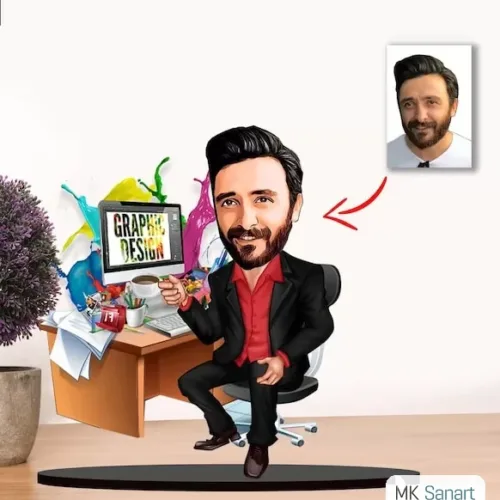 Kişiye Özel Karikatür Erkek Grafiker Biblo