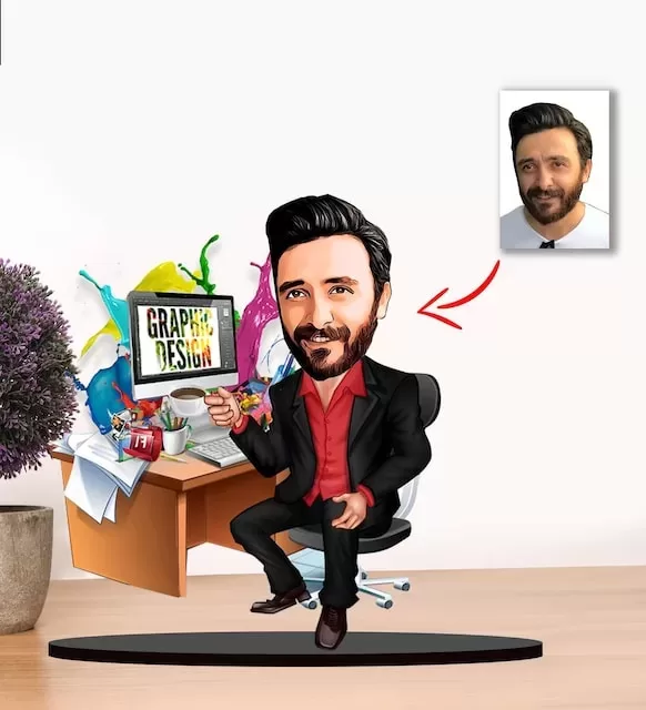 Kişiye Özel Karikatür Erkek Grafiker Biblo