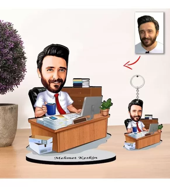 Kişiye Özel Karikatür Erkek Öğretmen Biblo Ve Anahtarlık 2