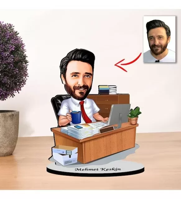 Kişiye Özel Karikatür Erkek Öğretmen Biblo X1