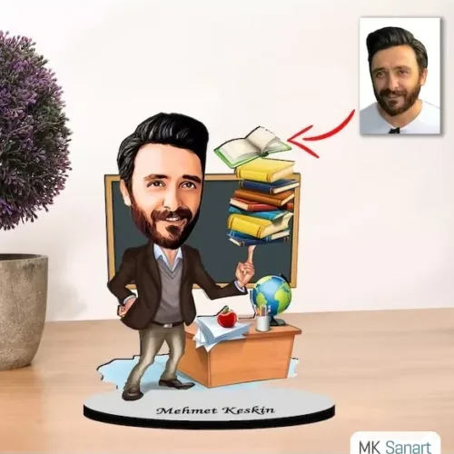 Kişiye Özel Karikatür Erkek Öğretmen Biblo,Kişiye Özel Karikatür Biblo: Öğretmenler İçin Özel Bir Hediye