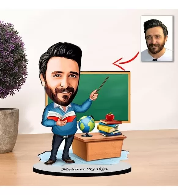 Kişiye Özel Karikatür Erkek Öğretmen Biblo X3