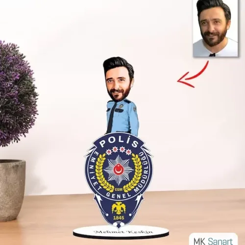 Kişiye Özel Karikatür Erkek Polis Biblo Model 1