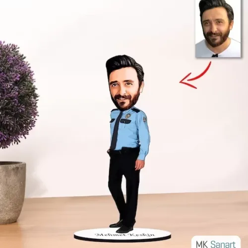Kişiye Özel Karikatür Erkek Polis Biblo Model 2