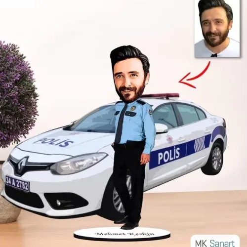 Kişiye Özel Karikatür Erkek Polis Biblo Model 3
