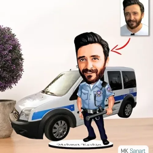 Kişiye Özel Karikatür Erkek Polis Biblo Model 5