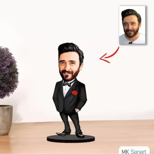 Kişiye Özel Karikatür Erkek Smokinli Biblo