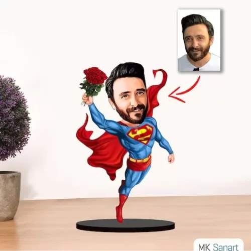 Kişiye Özel Karikatür Erkek Süpermen Biblo