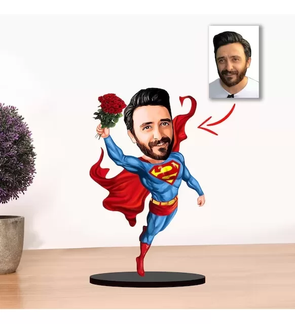 Kişiye Özel Karikatür Erkek Süpermen Biblo