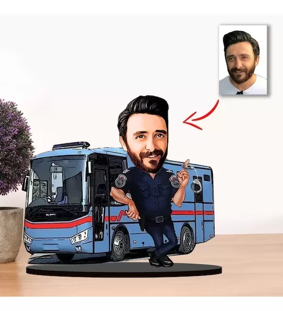 Kişiye Özel Karikatür Gardiyan Erkek Biblo